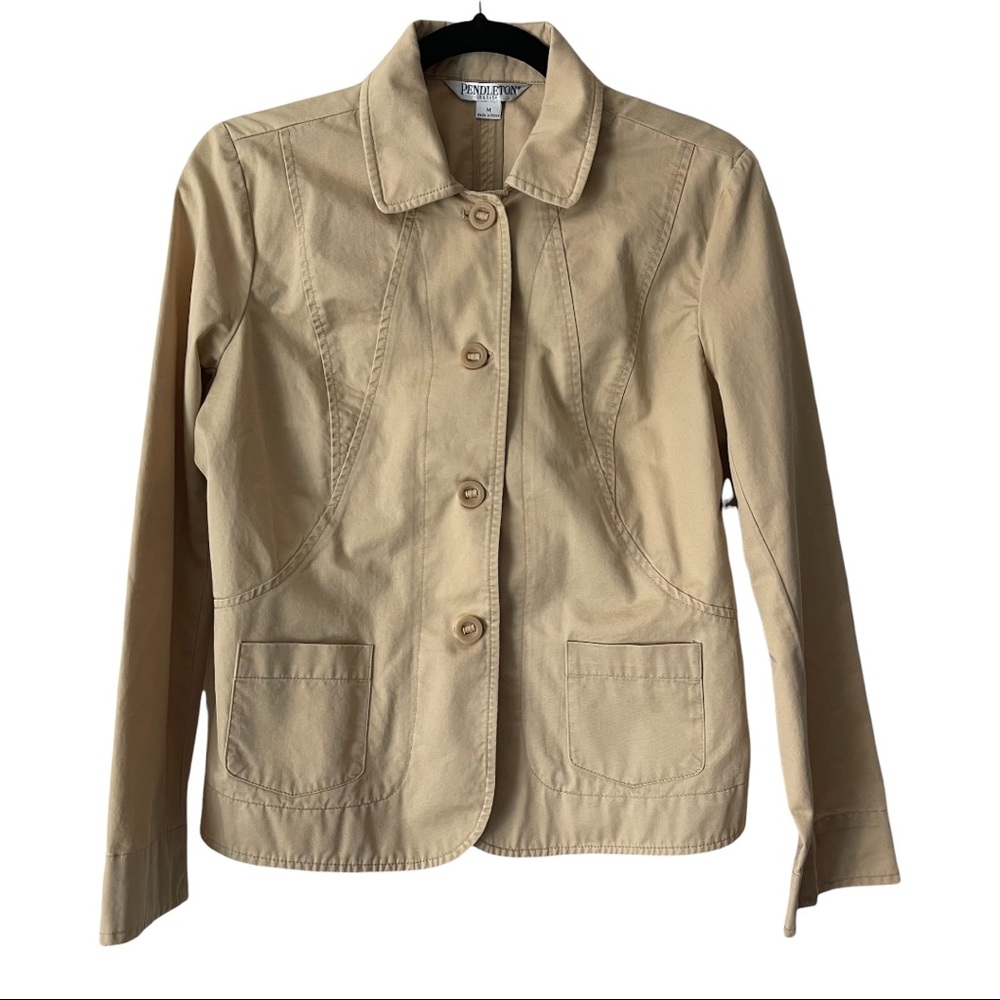 Pendleton Petite Beige Jacket 100% Cotton - image 1